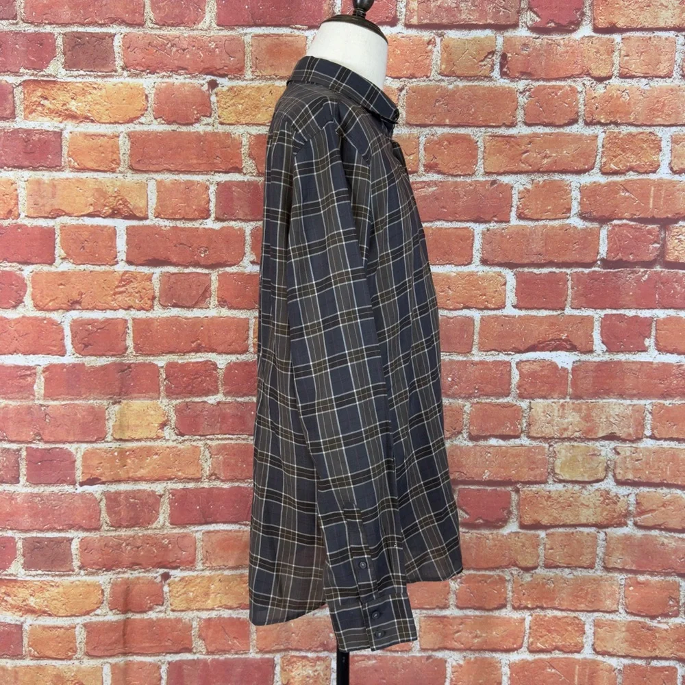 John Varvatos Men's Plaid‎ Button-Up Shirt Size XL Lightweight & Thin Breathable